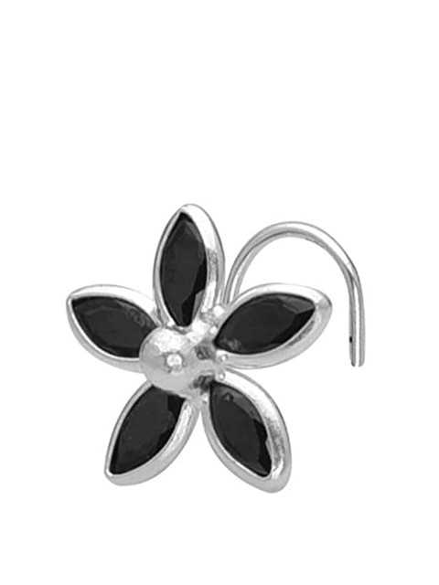 Abhooshan 92.5 Sterling Silver Silver-Plated Cubic Zirconia Stud Nosepin