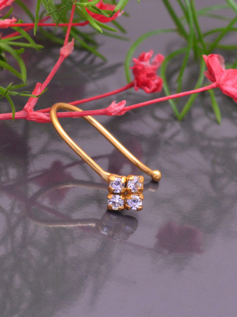 Abhooshan Gold-Plated Sterling Silver Cubic Zirconia Stud Nosepin