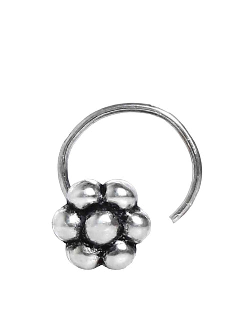 Abhooshan 92.5 Sterling Silver Oxidised Stud Nosepin