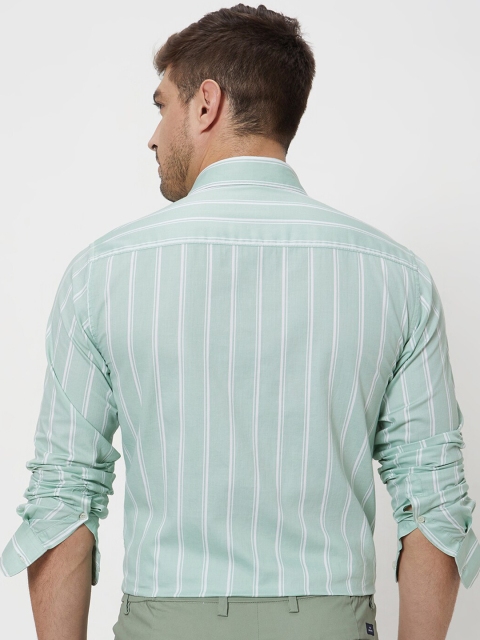 Mufti ss-24 Slim Fit Vertical Striped Spread Collar Long Sleeves Cotton Casual Shirt - Image 4