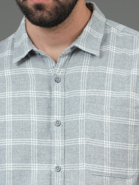 HERE&NOW Checked Spread Collar Cotton Slim Fit Casual Shirt - Image 2