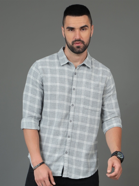 HERE&NOW Checked Spread Collar Cotton Slim Fit Casual Shirt - Image 6
