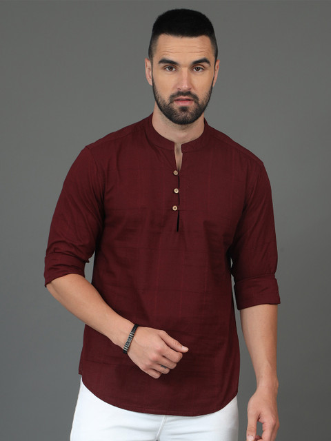 HERE&NOW Slim Fit Long Sleeves Mandarin Collar Cotton Casual Shirt - Image 6