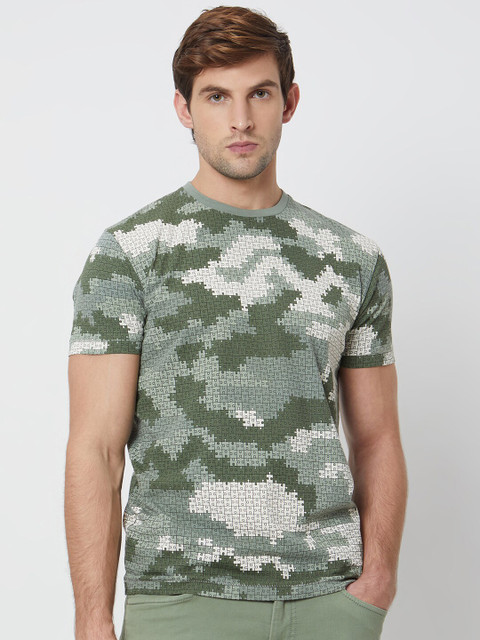 Mufti Camouflage Printed Slim Fit Cotton T-shirt
