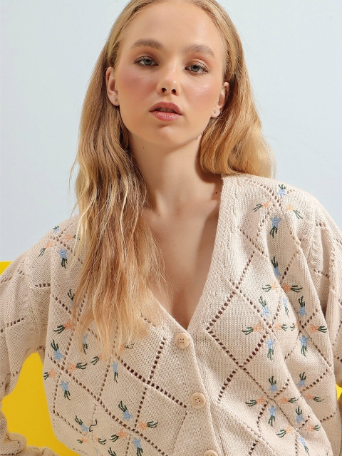 Trend Alacati stili Open Knit Long Sleeves Cardigan Sweater - Image 2