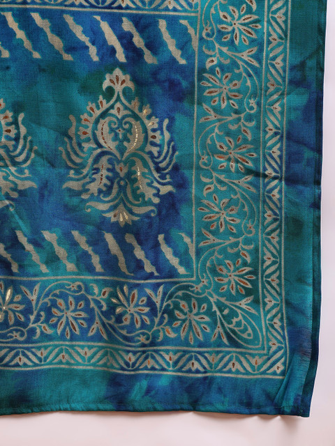 KALINI Ethnic Motifs Printed Thread Work Straight Kurta With Trouser & Dupatta - Image 4