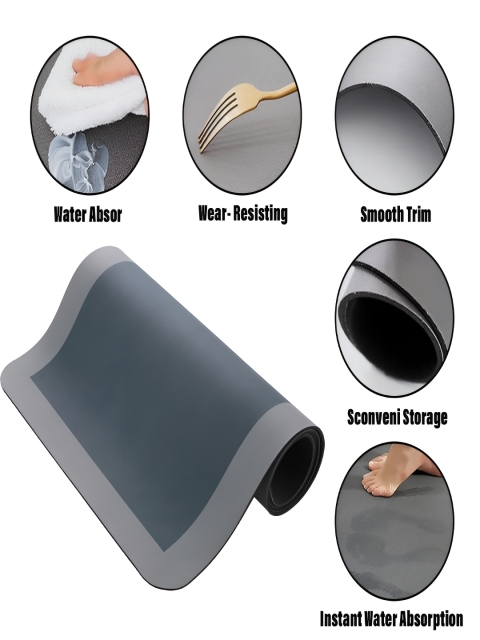 Kuber Industries Grey 2 Pcs Printed Anti Skid Kitchen & Bedroom Mats - Image 3