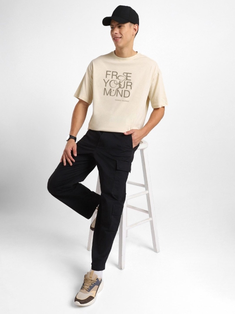 NOBERO Typography Printed Pure Cotton Drop-Shoulder Sleeves Oversized T-shirt - Image 5