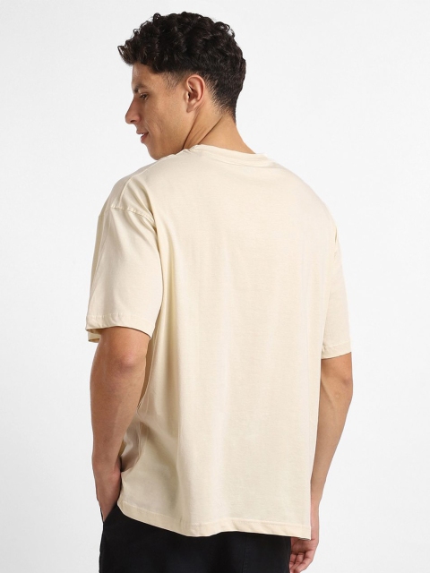 NOBERO Typography Printed Pure Cotton Drop-Shoulder Sleeves Oversized T-shirt - Image 4