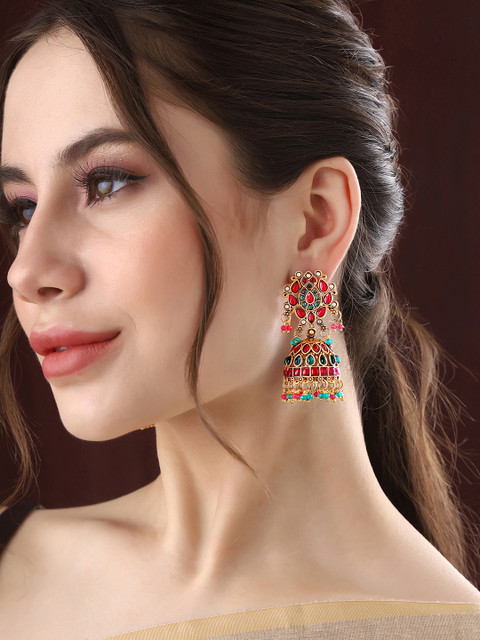 Priyaasi Gold-Plated Contemporary Jhumkas - Image 2