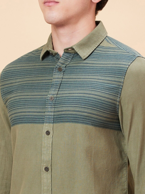 Being Human Spread Collar Slim Fit Horizontal Striped Casual Shirt - Image 2