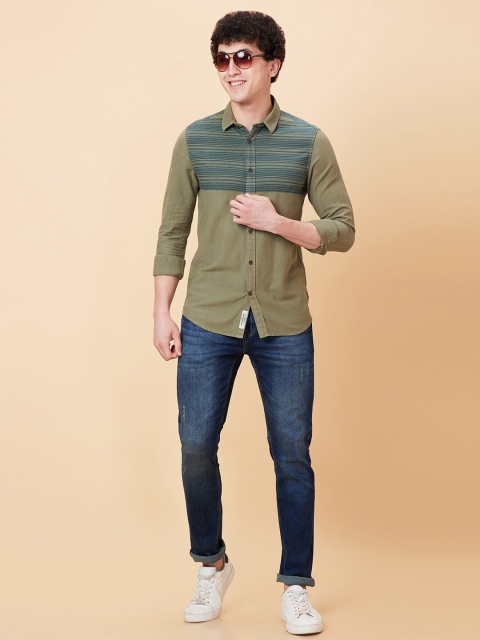Being Human Spread Collar Slim Fit Horizontal Striped Casual Shirt - Image 6