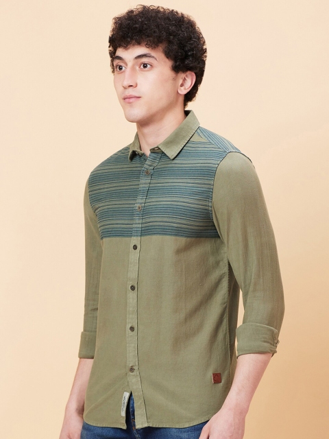 Being Human Spread Collar Slim Fit Horizontal Striped Casual Shirt - Image 3