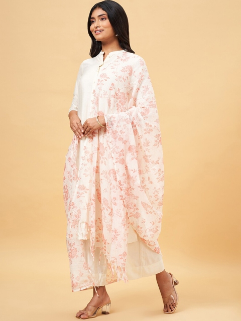 RANGMANCH BY PANTALOONS Floral Printed Fringed Dupatta - Image 4