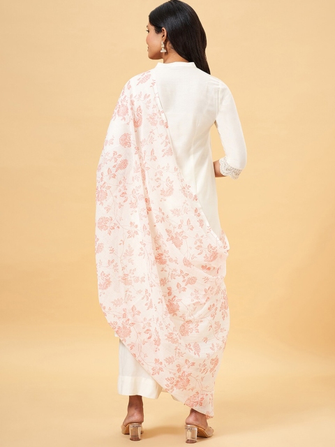 RANGMANCH BY PANTALOONS Floral Printed Fringed Dupatta - Image 5