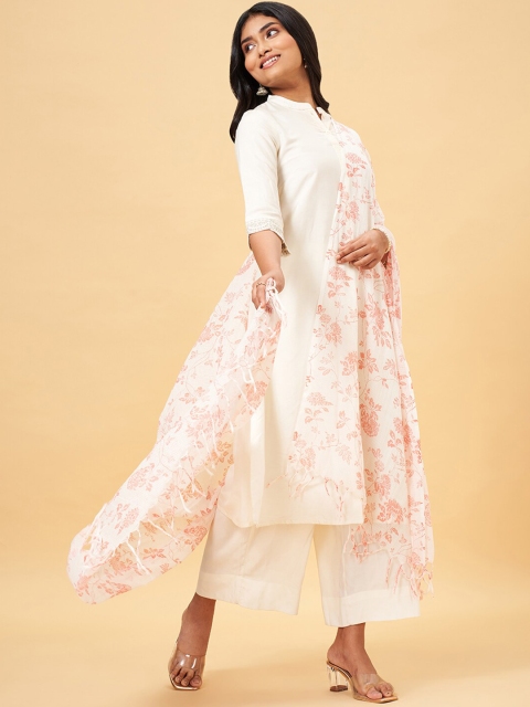 RANGMANCH BY PANTALOONS Floral Printed Fringed Dupatta - Image 3