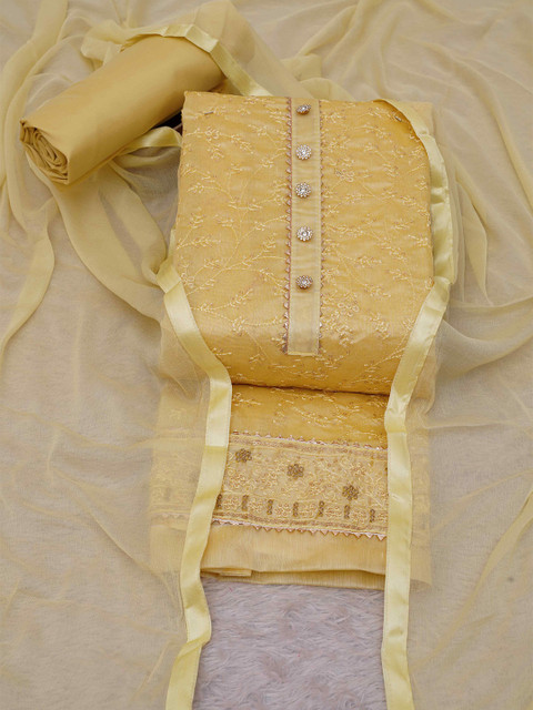 TAVAS Floral Embroidered Sequinned Unstitched Dress Material