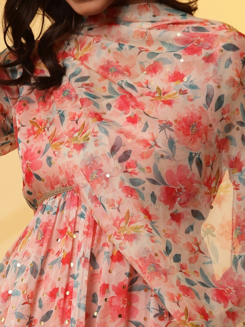 AURELIA Floral Printed Organza Dupatta - Image 2