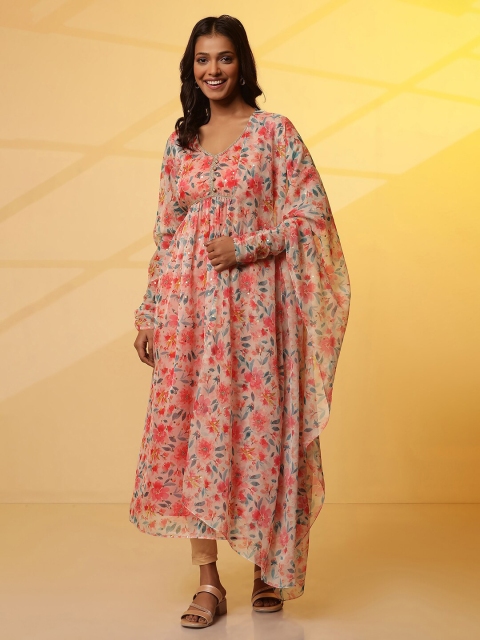 AURELIA Floral Printed Organza Dupatta - Image 3