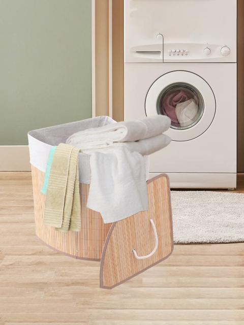 Kuber Industries 35 L Foldable Bamboo Basket Clothes Storage Laundry Bag with Lid - Image 4