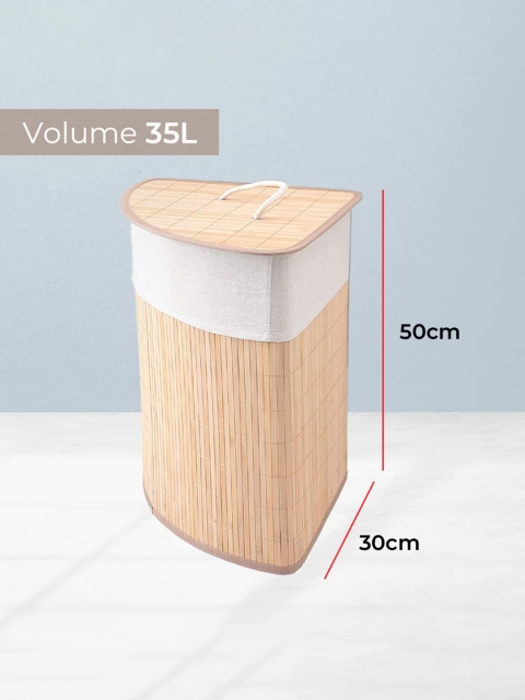 Kuber Industries 35 L Foldable Bamboo Basket Clothes Storage Laundry Bag with Lid - Image 7
