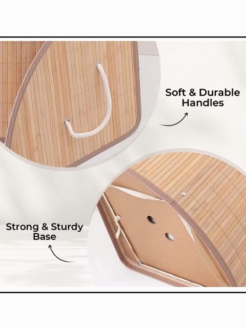 Kuber Industries 35 L Foldable Bamboo Basket Clothes Storage Laundry Bag with Lid - Image 6