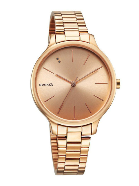 Sonata Blush Quartz Analog With Rose Gold Dial Watch For Women - Nt87050wm08