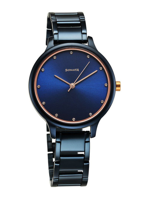 Sonata Blush Quartz Analog With Midnight Blue Dial Watch For Women - Nt87050km04