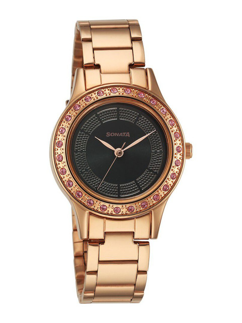Sonata Quartz Analog With Black Dial Watch For Women - Nt8123wm04