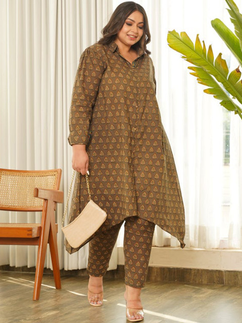 NANGALIA RUCHIRA Lirose Women Plus Size Pure Cotton Printed Tunic Top With Trouser - Image 6