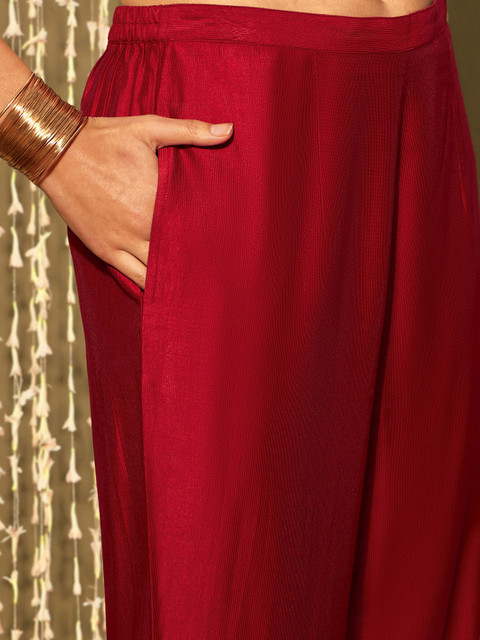 Indo Era Ethnic Motifs Embroidered Thread Work Kurta With Trousers & Dupatta - Image 3