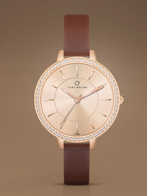 CARLINGTON Women Embellished Dial Analogue Watch-Iconic 2046 Brown