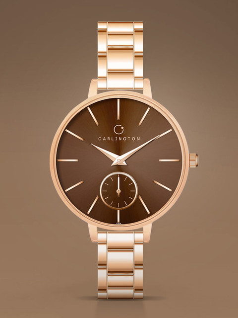 CARLINGTON Women Dial & Bracelet Style Straps Round Analogue Chronograph Watch Iconic 2038