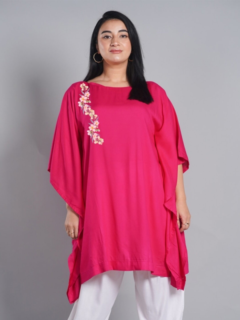 LetsDressUp Floral Printed Boat Neck Flared Sleeves Kaftan Kurti