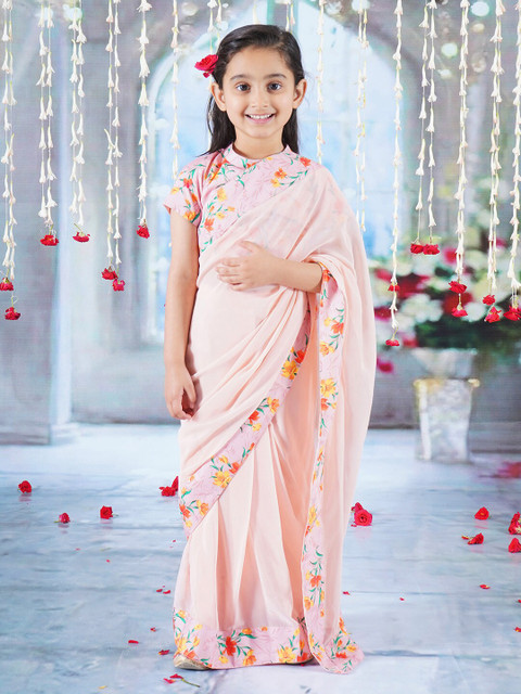 Little Bansi Floral Printed Pure Georgette Ready To Wear Saree