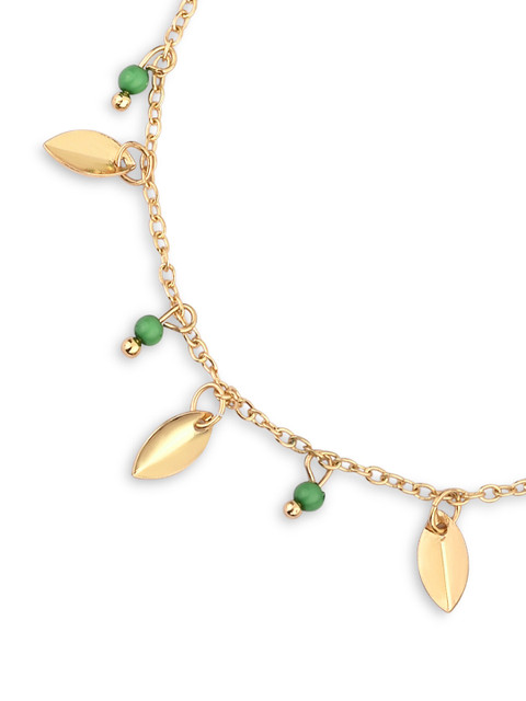 Accessorize Beaded Leaf Drop Anklet - Image 3