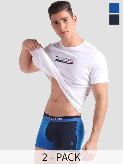 U.S. Polo Assn. Men Pack of 2 Colourblocked Moisture-Wicking Trunks OET02-BN0-P2