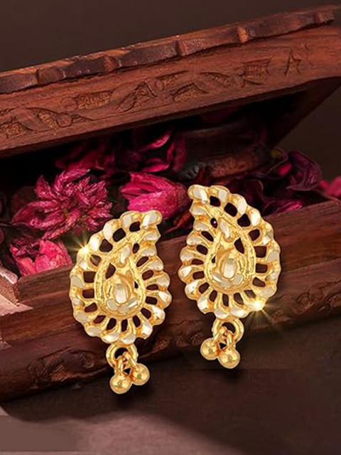 Vighnaharta Gold-Plated Contemporary Drop Earrings