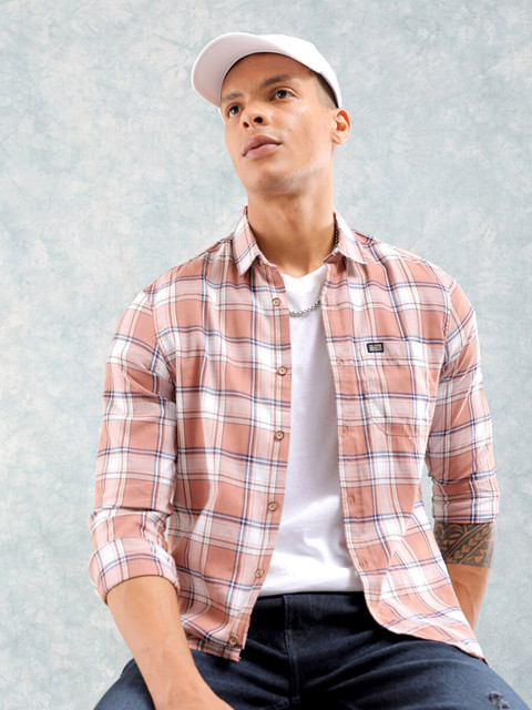 The Indian Garage Co Tartan Checks Cotton Casual Shirt