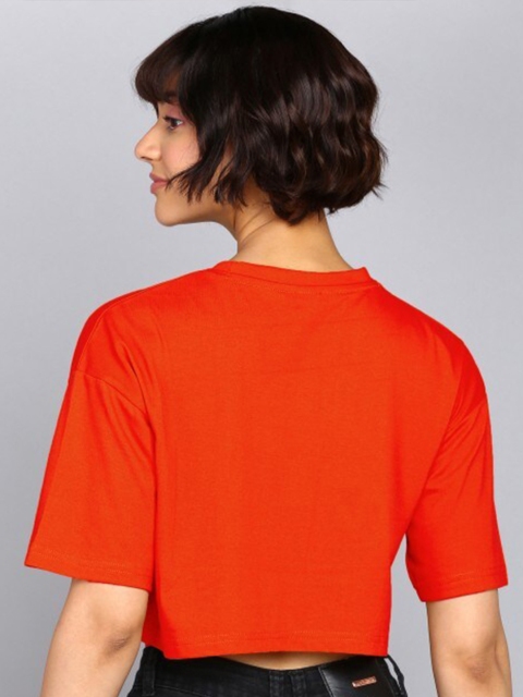 Adyavastram Typography Printed Round Neck Short Sleeves Crop Cotton Regular T-shirt - Image 3