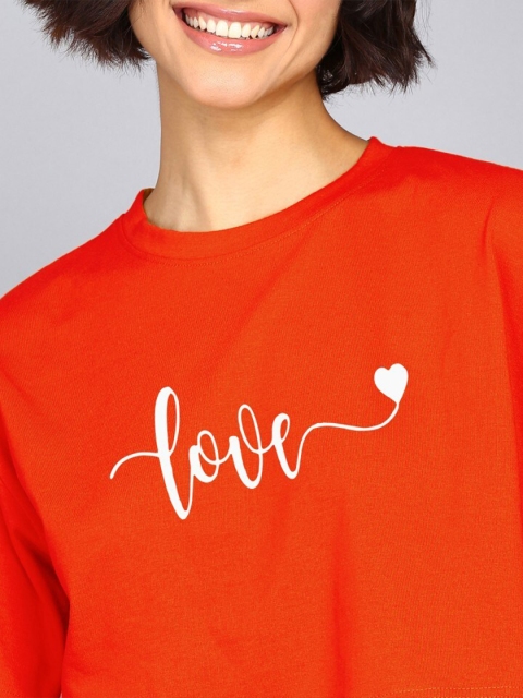 Adyavastram Typography Printed Round Neck Short Sleeves Crop Cotton Regular T-shirt - Image 2