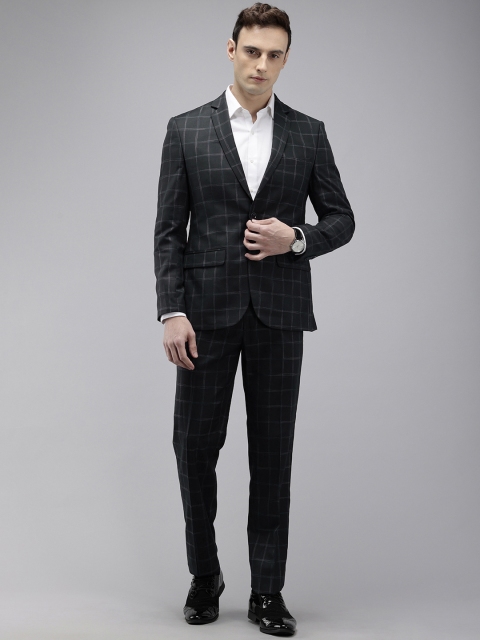 Park Avenue Checked Notched Lapel Single-Breasted Formal 2 Piece Suits
