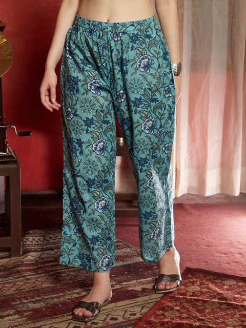 Sangria X fwd Printed Ethnic Pure Cotton Kaftan Top with Trousers - Image 6