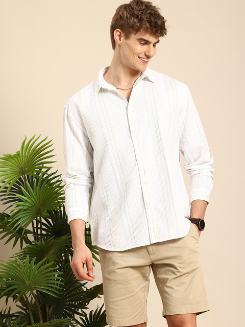 Mast & Harbour Men Striped Relaxed Fit Pure Cotton Casual Shirt
