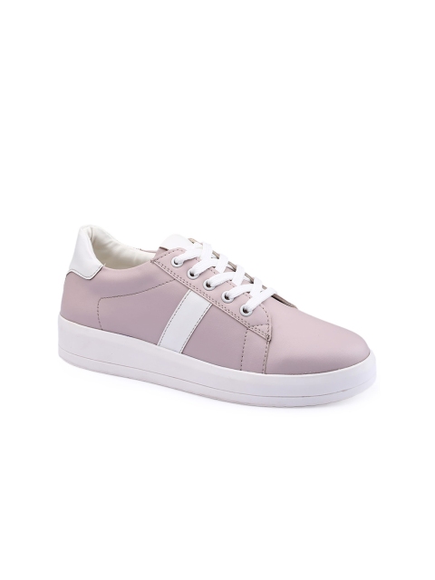 Mast & Harbour Women Pink Round Toe Lace-Ups Sneakers - Image 3