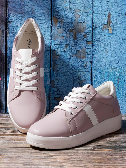 Mast & Harbour Women Pink Round Toe Lace-Ups Sneakers