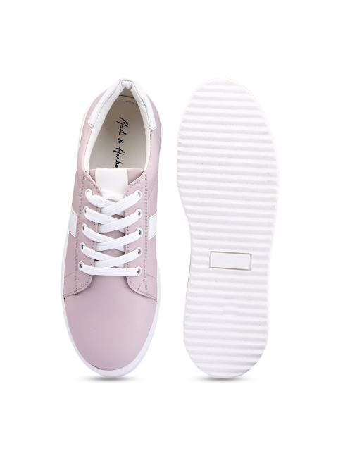 Mast & Harbour Women Pink Round Toe Lace-Ups Sneakers - Image 6