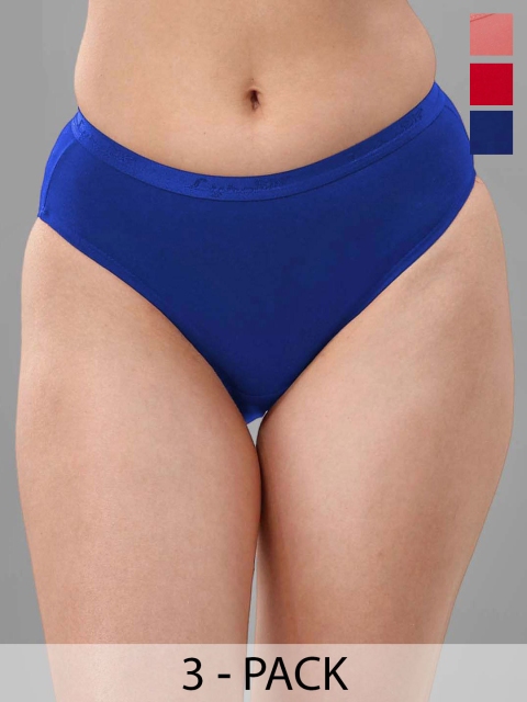 LYRA Pack Of 3 Assorted Anti-Odour Mid-Rise Hipster Briefs