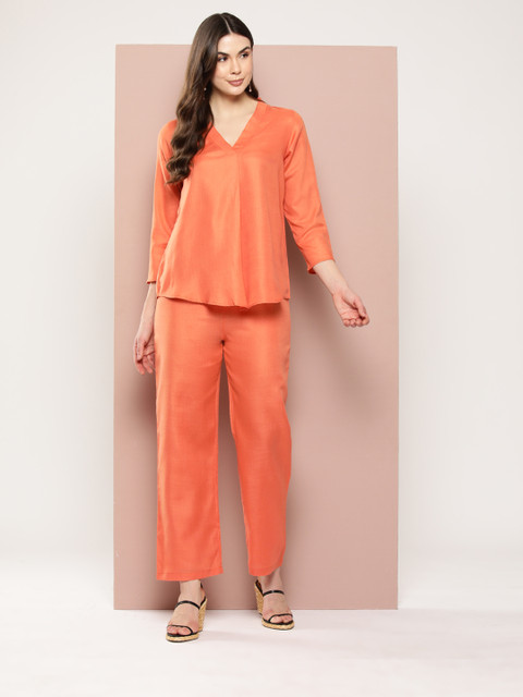 Qurvii Cotton Slub Top with Trousers