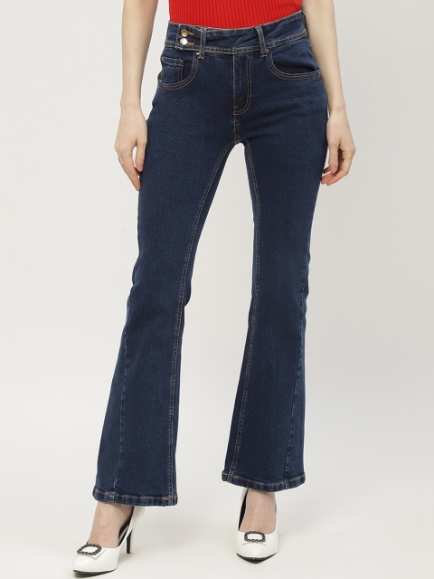 Madame Women Clean Look Mid-Rise Cotton Flared Jeans